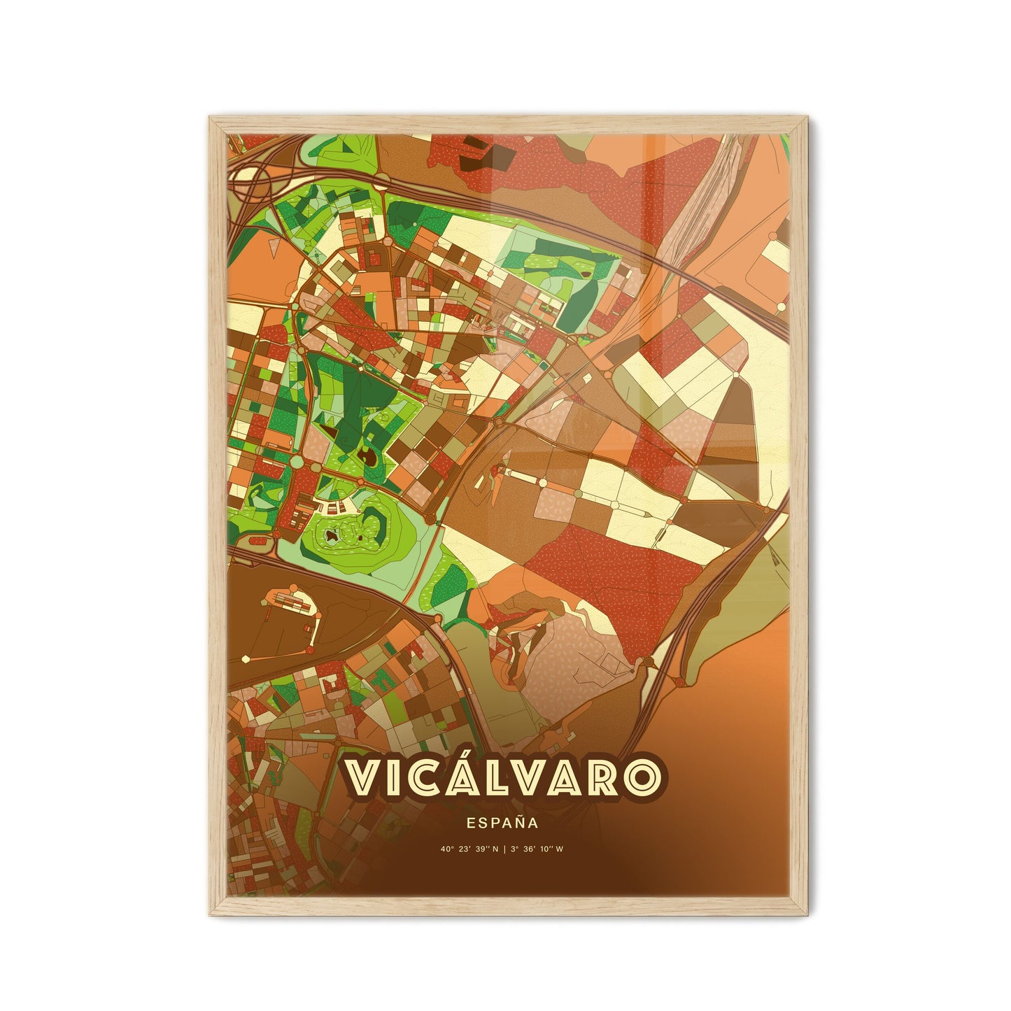 Colorful VICÁLVARO SPAIN Fine Art Map Farmhouse