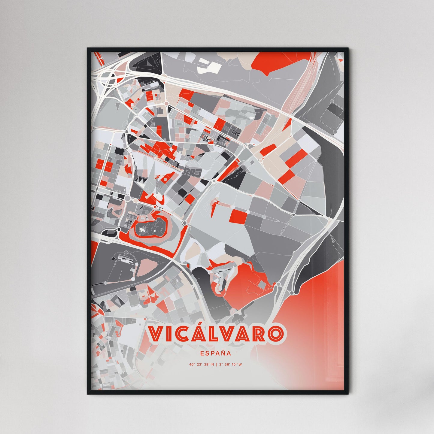 Colorful VICÁLVARO SPAIN Fine Art Map Modern