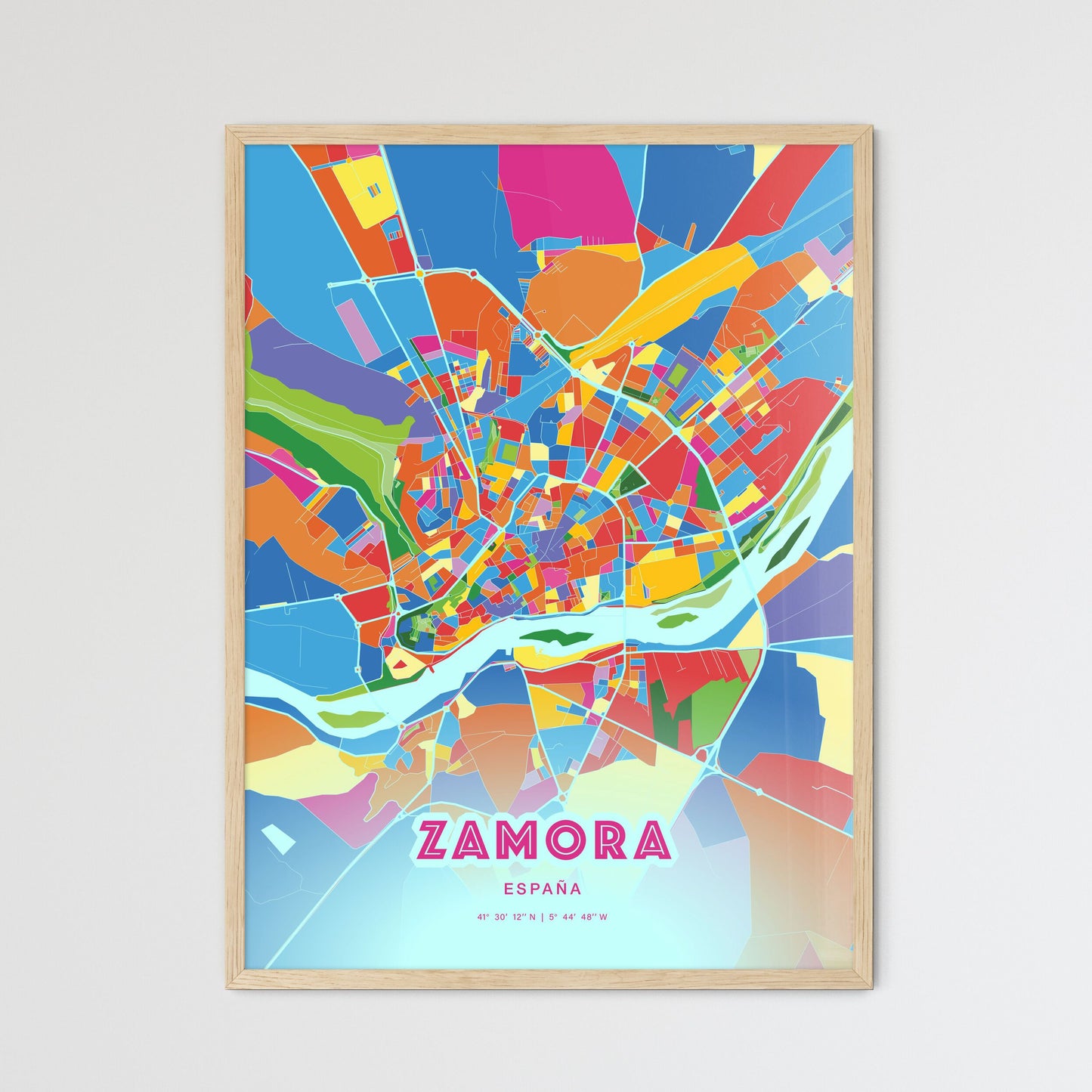 Colorful ZAMORA SPAIN Fine Art Map Crazy Colors