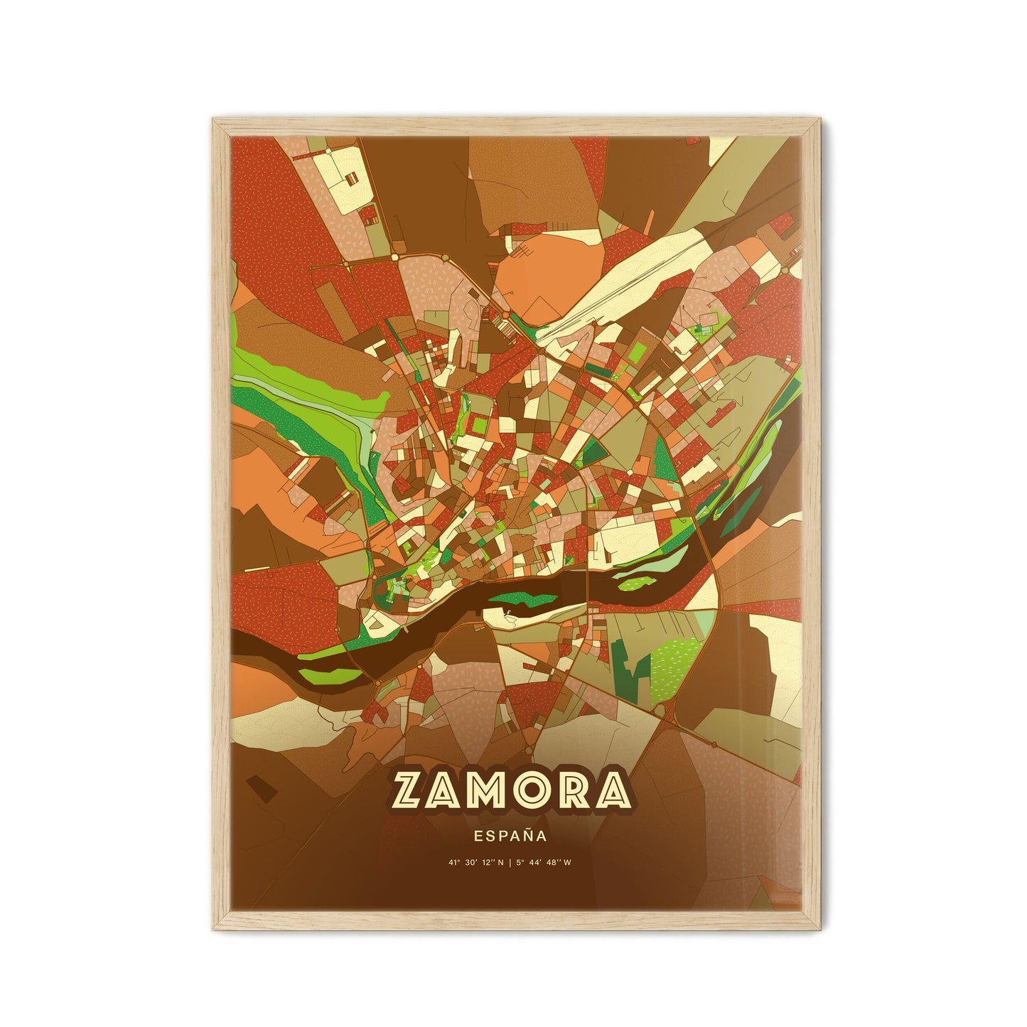 Colorful ZAMORA SPAIN Fine Art Map Farmhouse