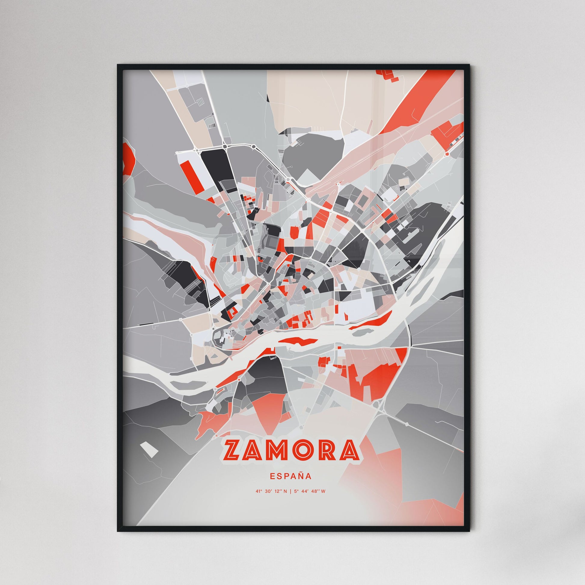 Colorful ZAMORA SPAIN Fine Art Map Modern