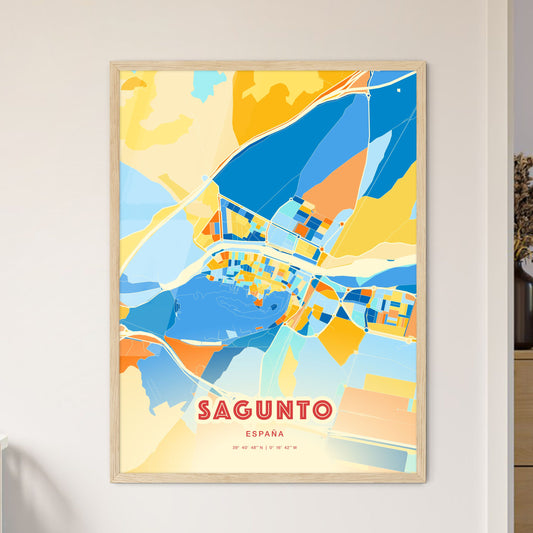 Colorful SAGUNTO SPAIN Fine Art Map Blue Orange