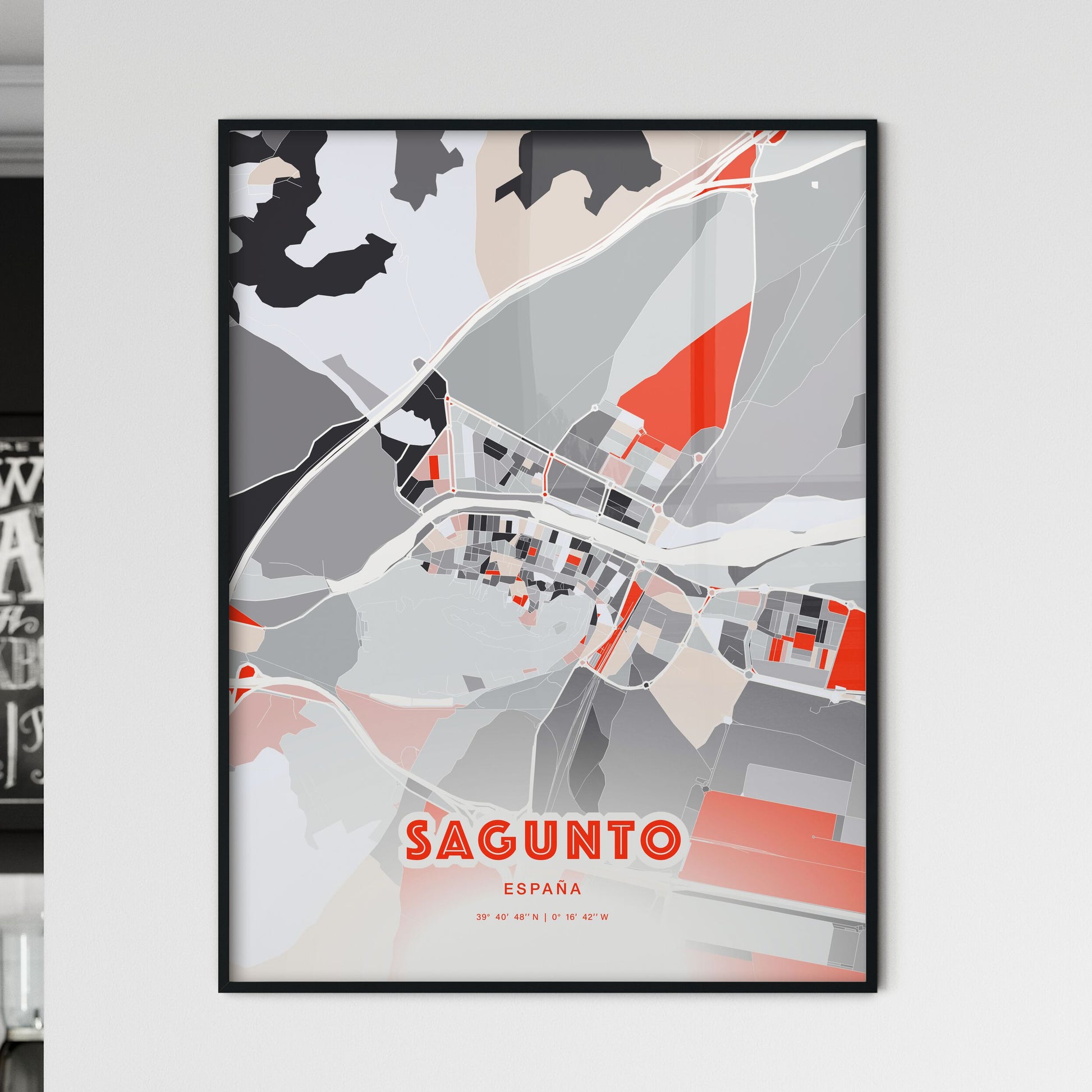 Colorful SAGUNTO SPAIN Fine Art Map Modern