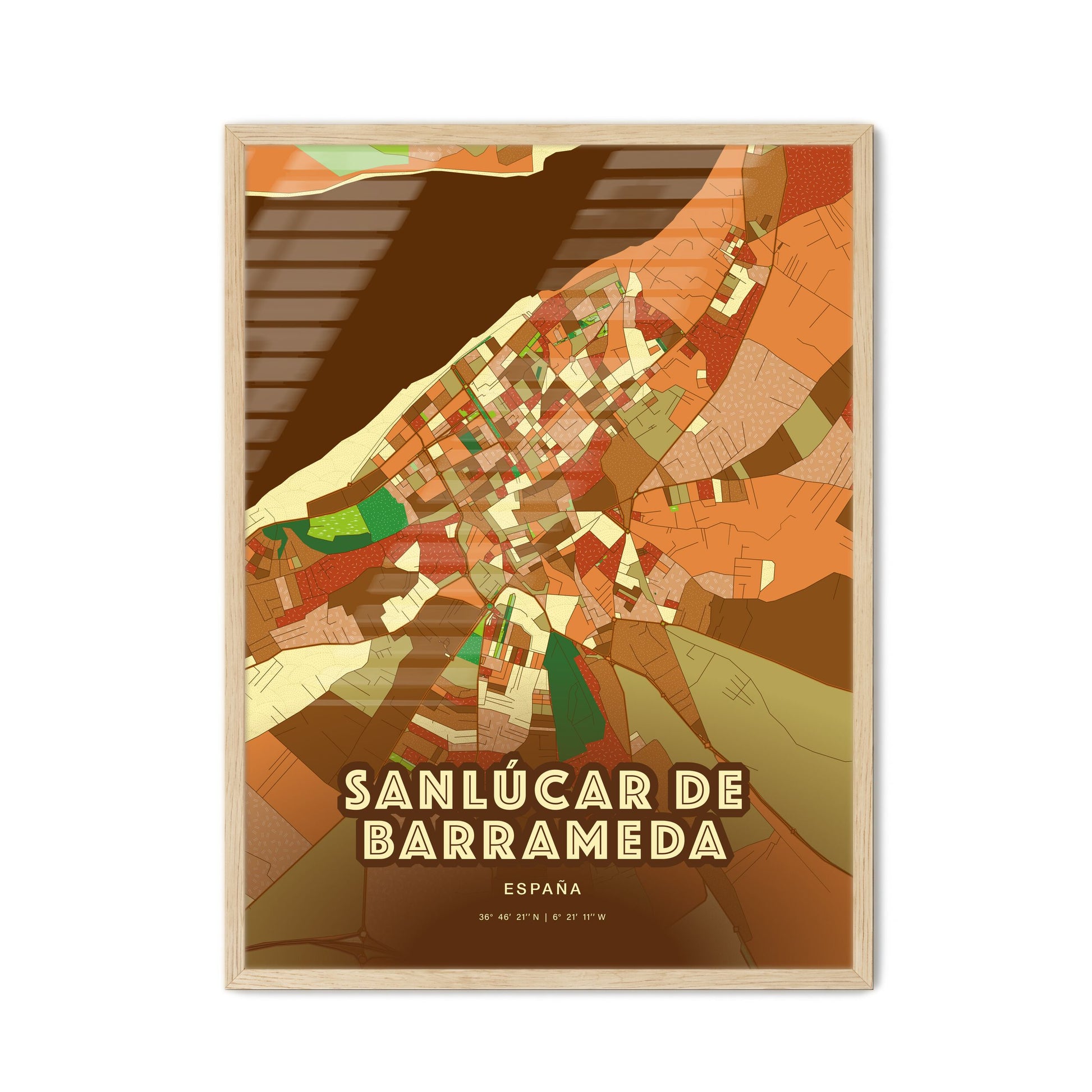 Colorful SANLÚCAR DE BARRAMEDA SPAIN Fine Art Map Farmhouse