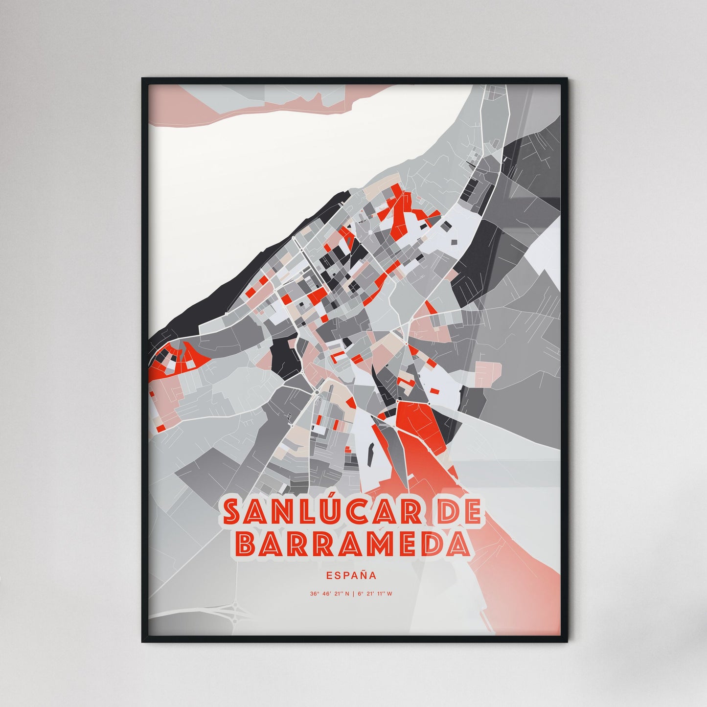 Colorful SANLÚCAR DE BARRAMEDA SPAIN Fine Art Map Modern