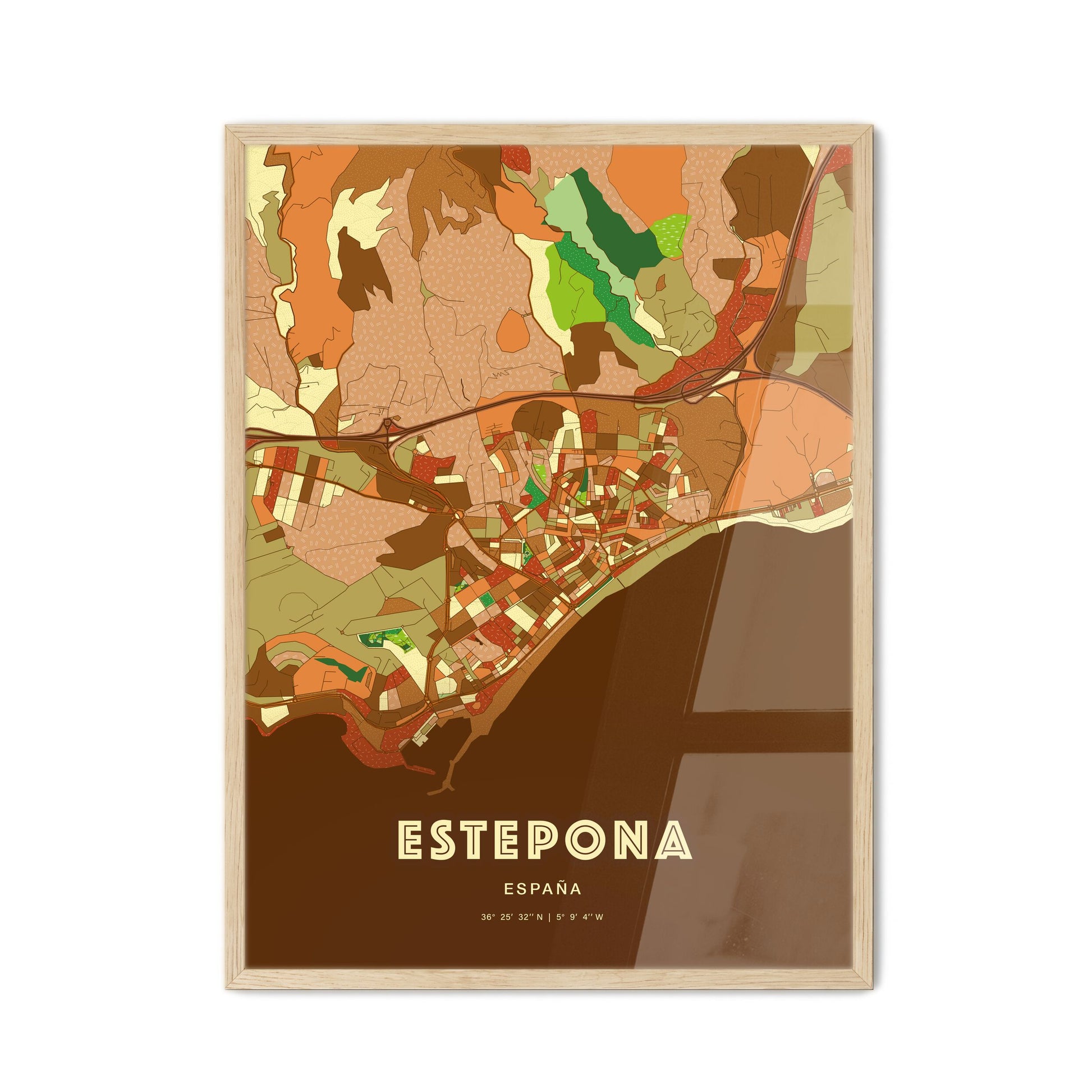 Colorful ESTEPONA SPAIN Fine Art Map Farmhouse