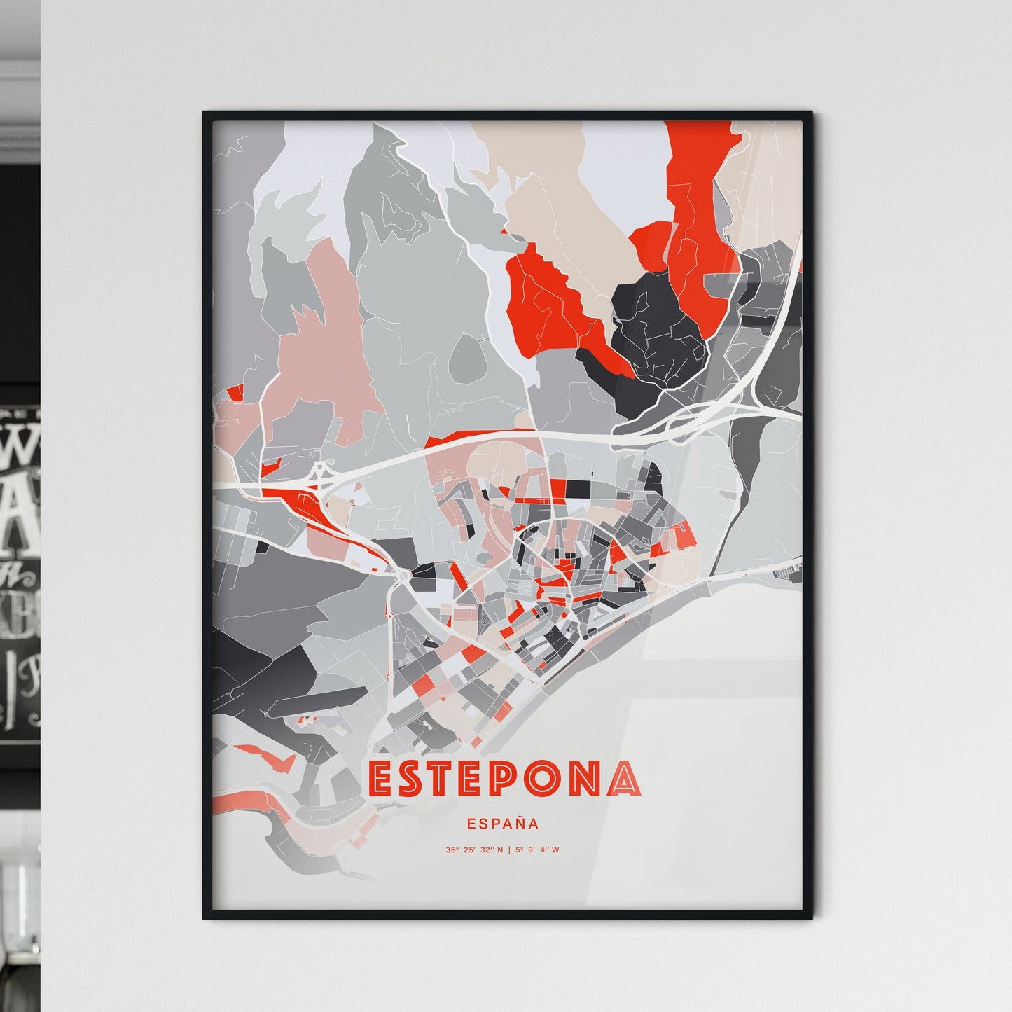 Colorful ESTEPONA SPAIN Fine Art Map Modern