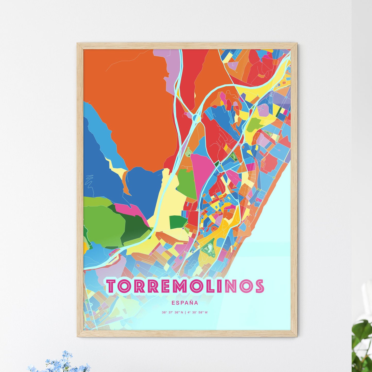 Colorful TORREMOLINOS SPAIN Fine Art Map Crazy Colors
