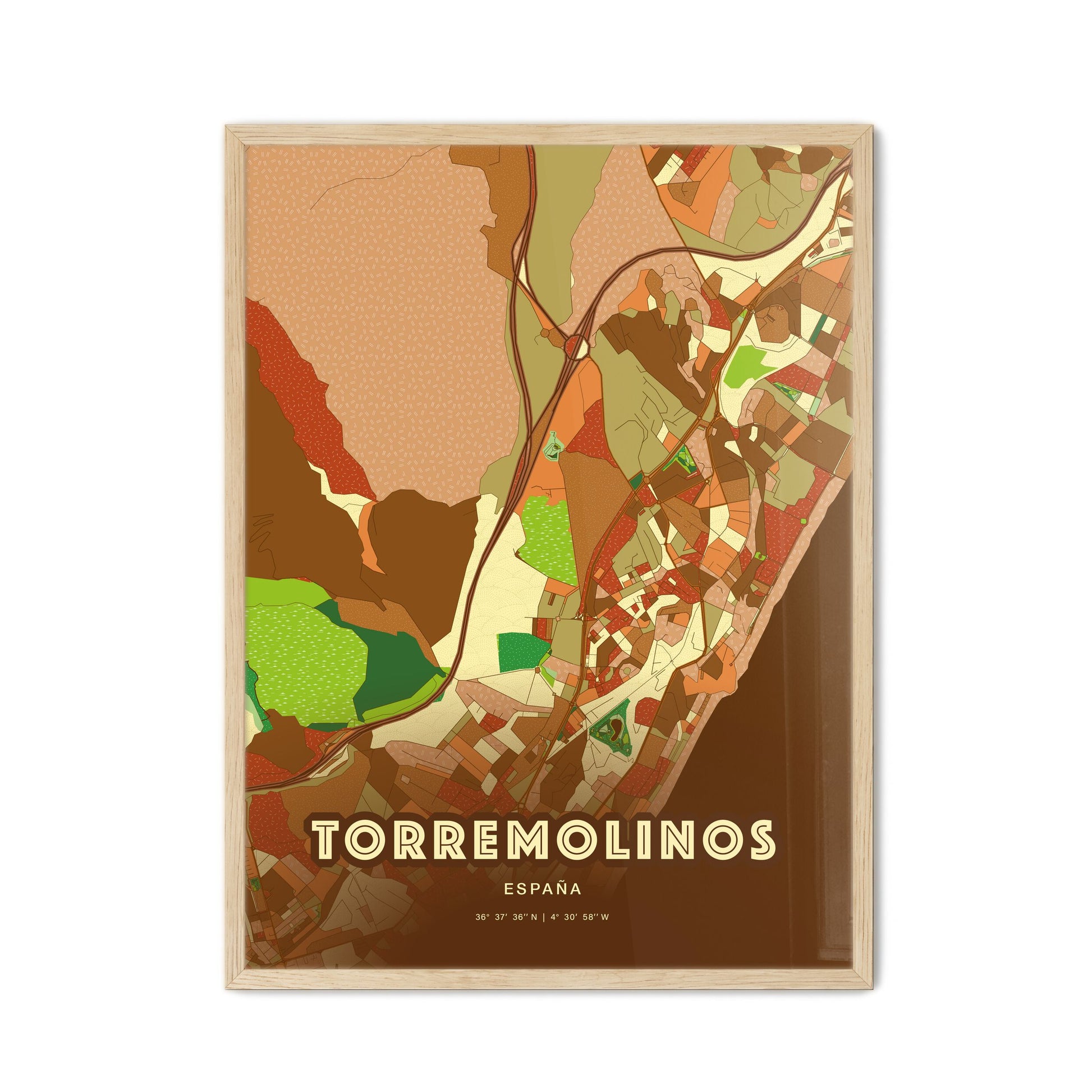 Colorful TORREMOLINOS SPAIN Fine Art Map Farmhouse