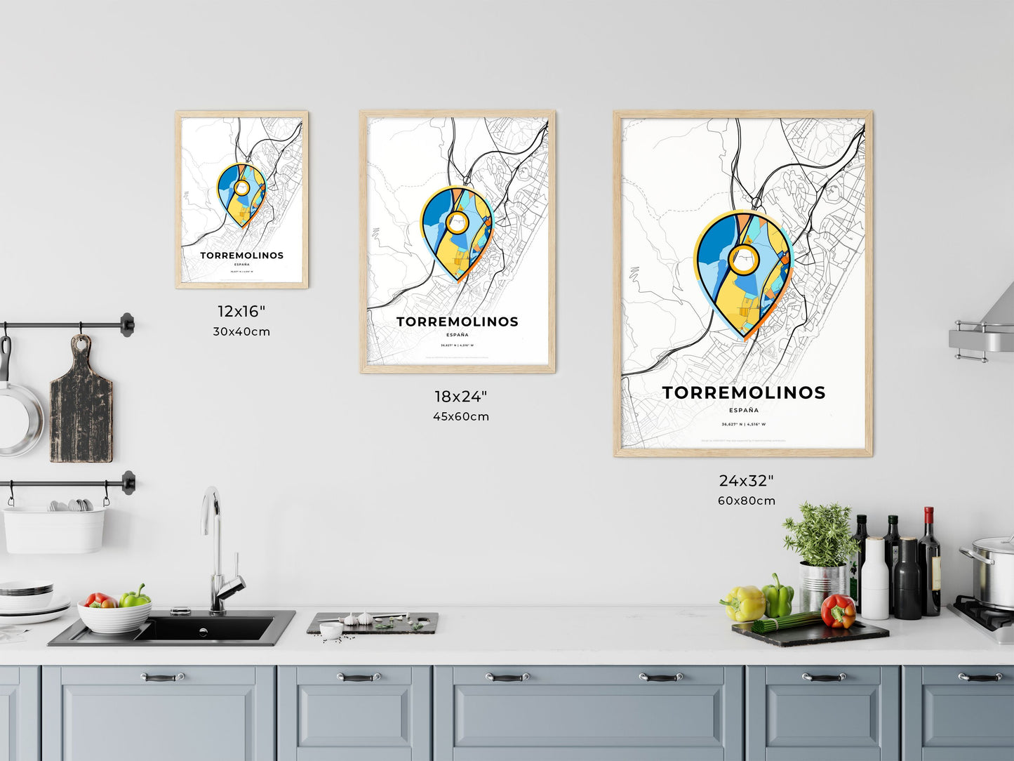 Torremolinos Spain art map size chart