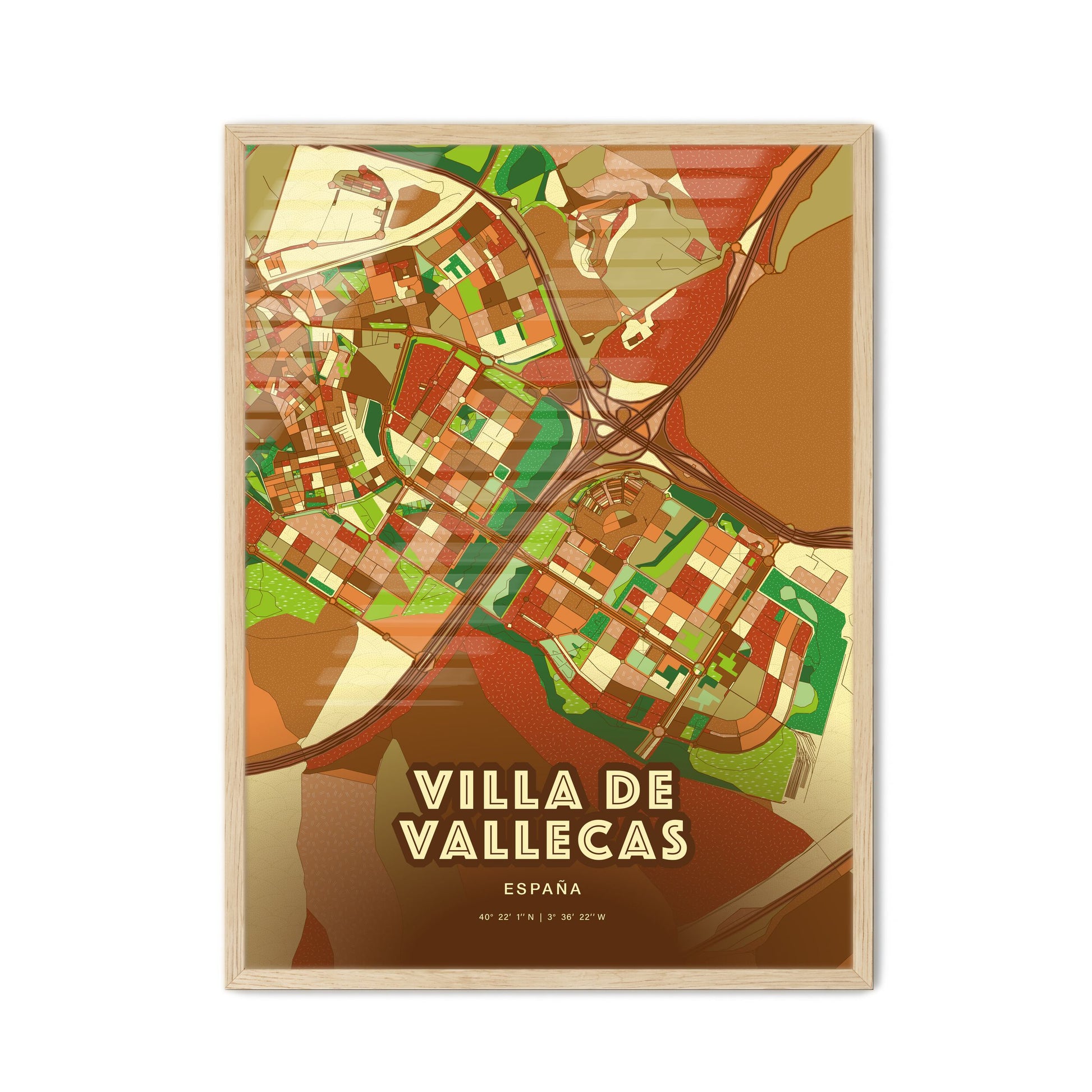 Colorful VILLA DE VALLECAS SPAIN Fine Art Map Farmhouse