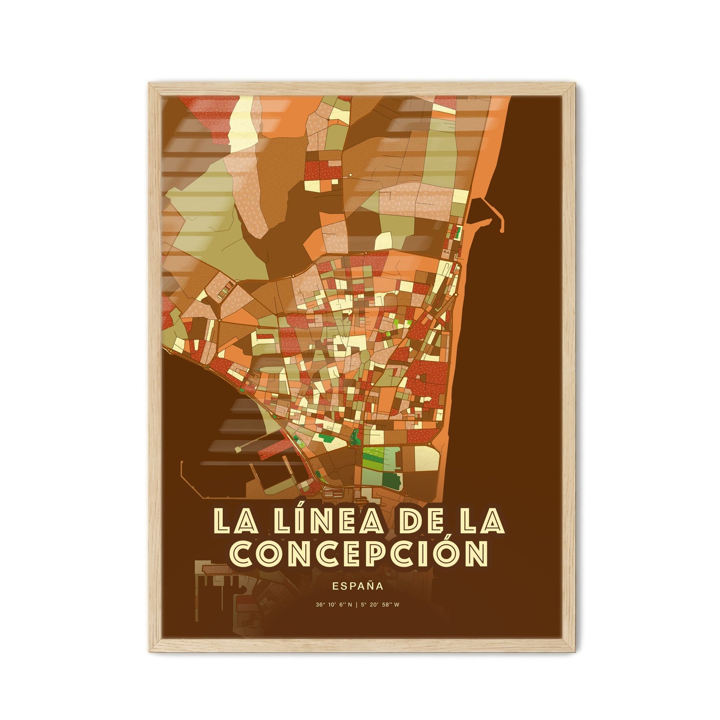 Colorful LA LÍNEA DE LA CONCEPCIÓN SPAIN Fine Art Map Farmhouse