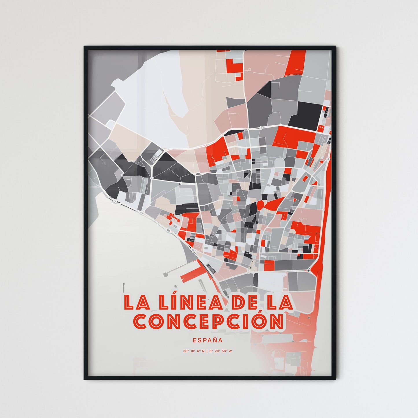 Colorful LA LÍNEA DE LA CONCEPCIÓN SPAIN Fine Art Map Modern