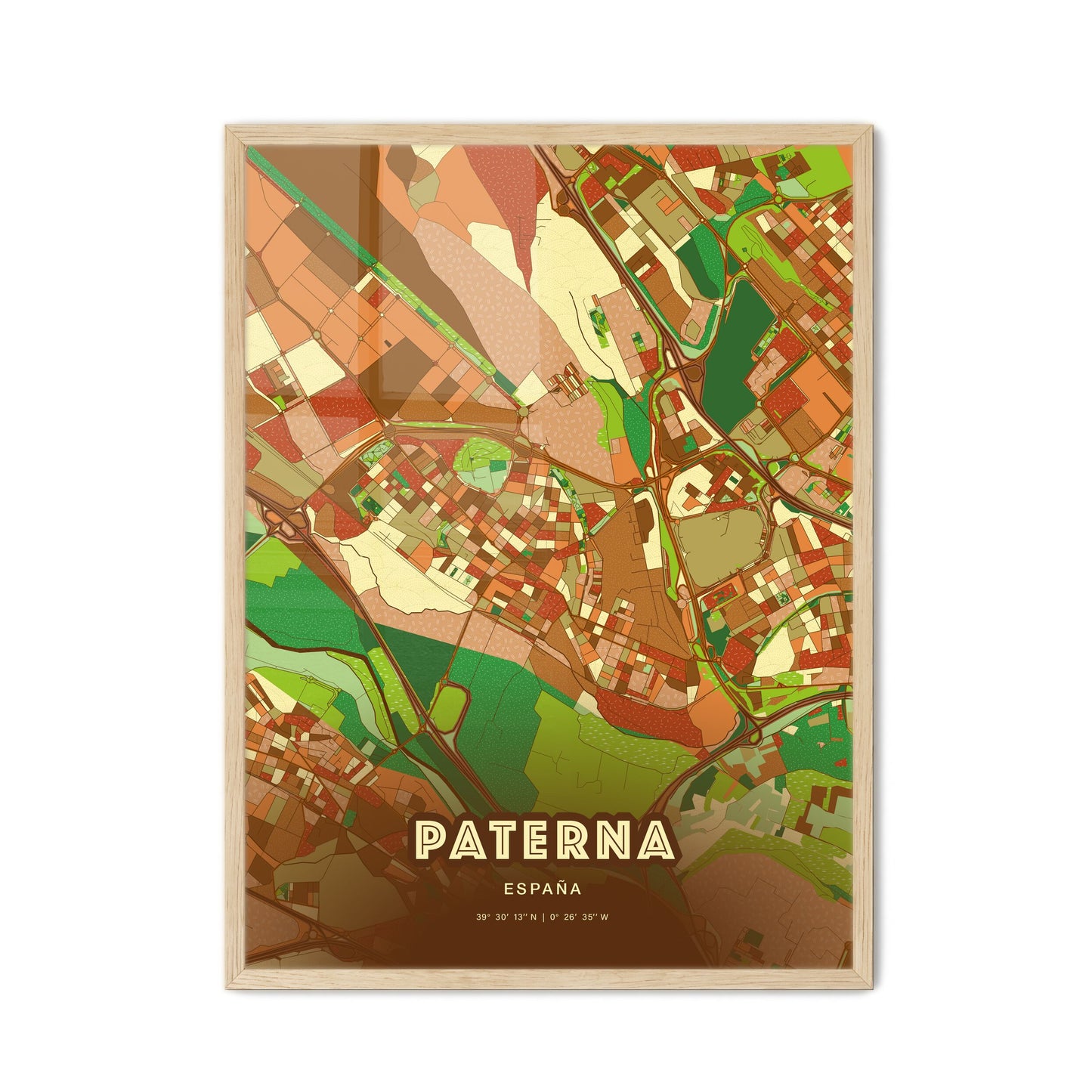 Colorful PATERNA SPAIN Fine Art Map Farmhouse