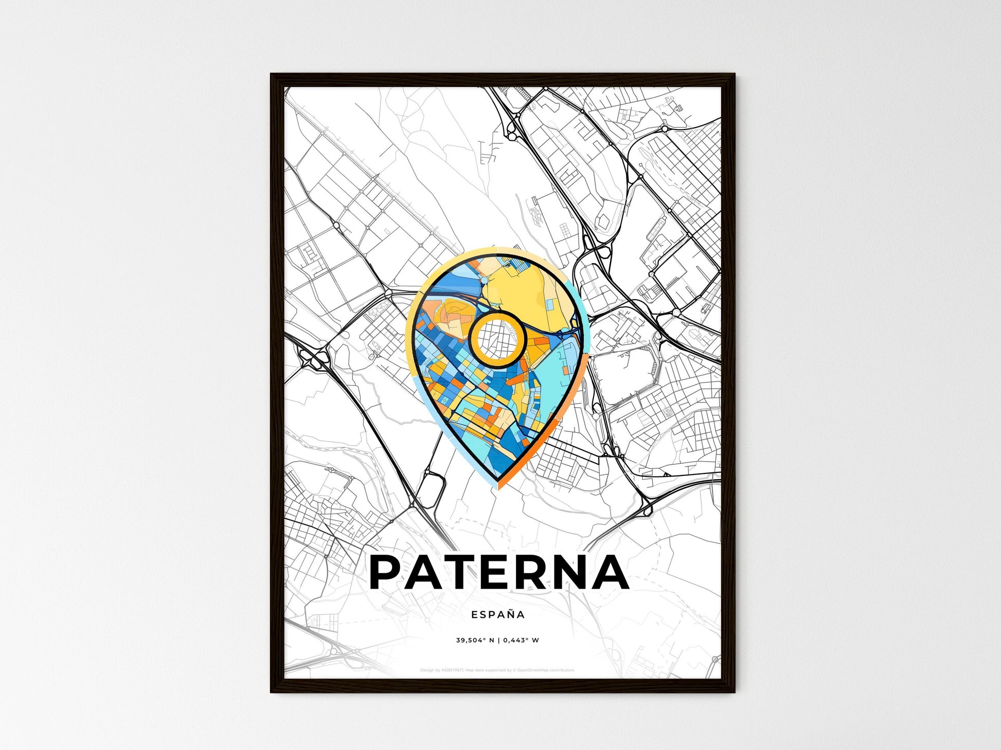 Paterna Spain wedding art map with pointer icon