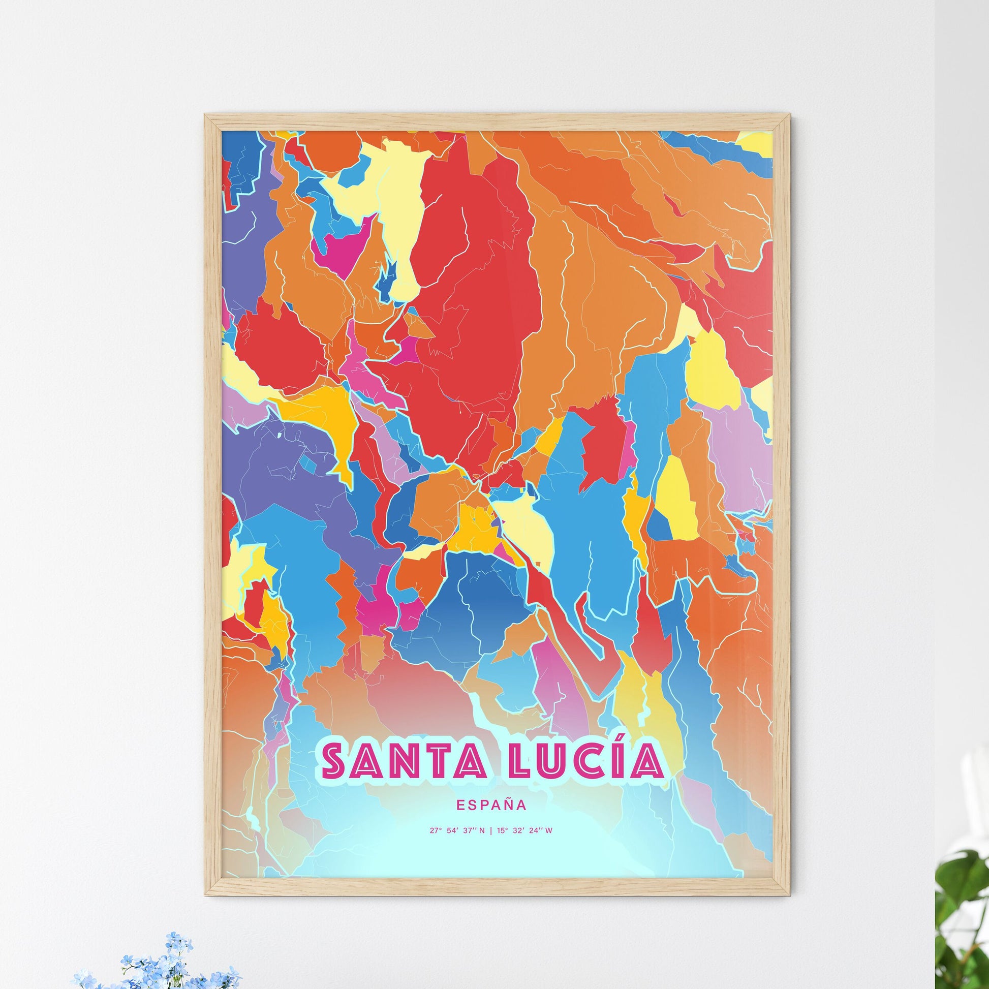 Colorful SANTA LUCÍA SPAIN Fine Art Map Crazy Colors