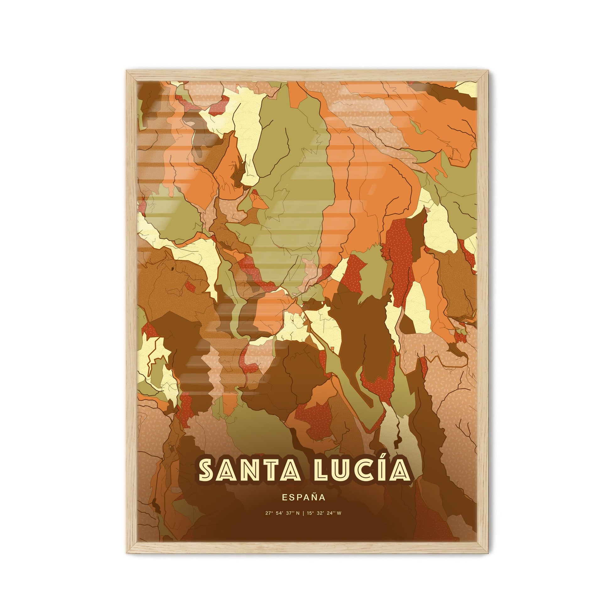 Colorful SANTA LUCÍA SPAIN Fine Art Map Farmhouse