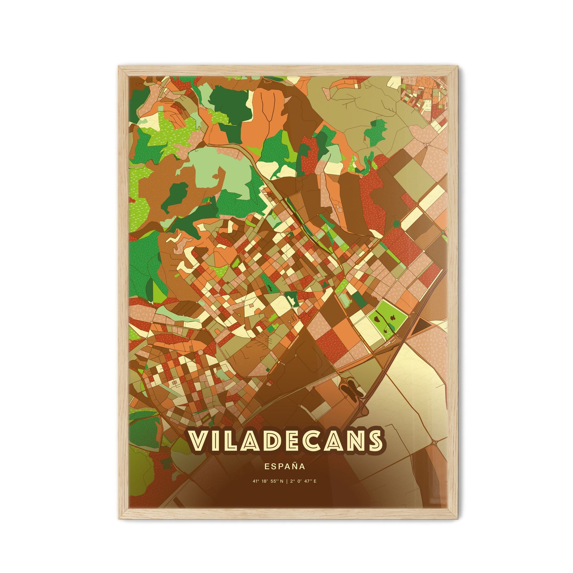 Colorful VILADECANS SPAIN Fine Art Map Farmhouse