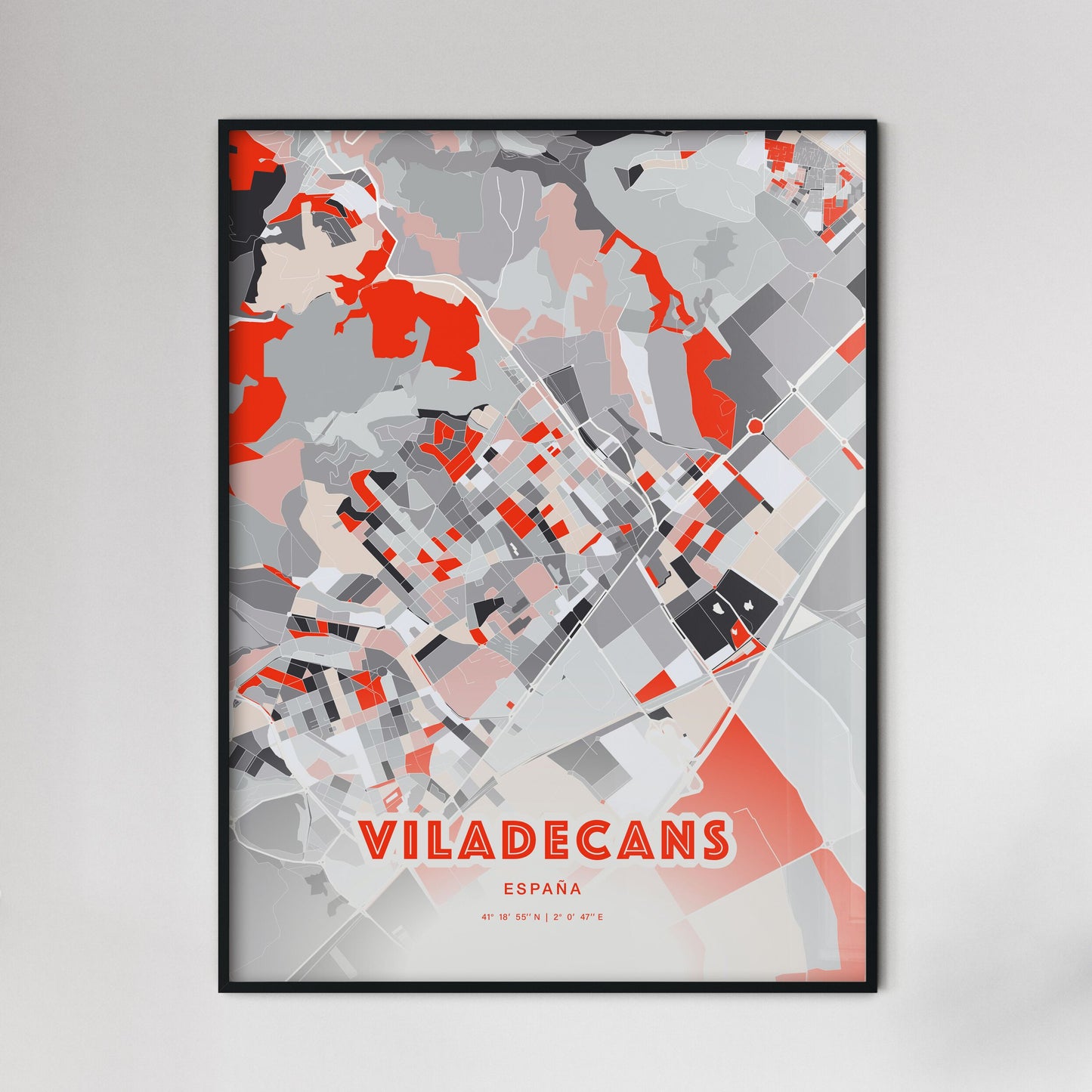 Colorful VILADECANS SPAIN Fine Art Map Modern