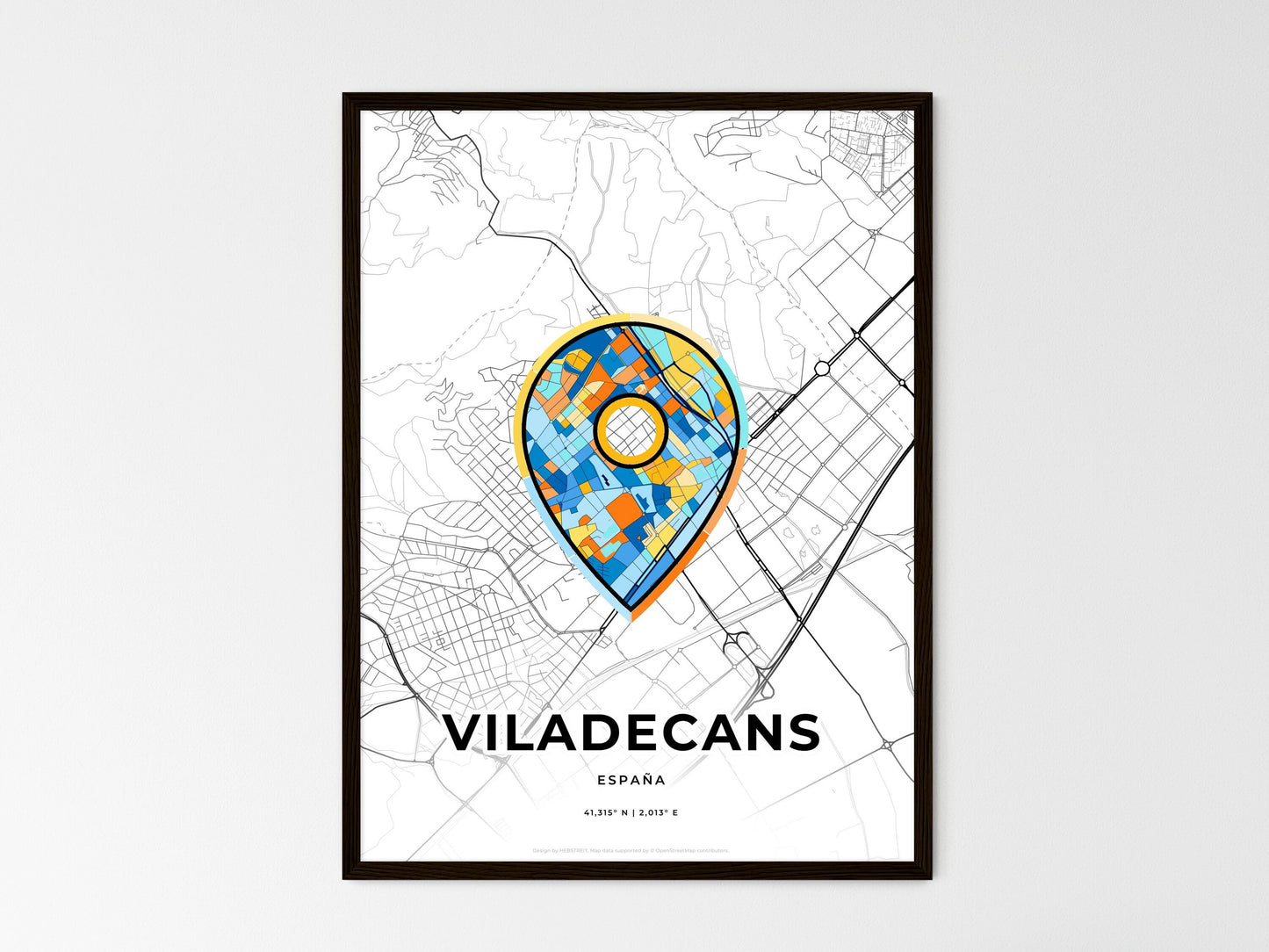Viladecans Spain wedding art map with pointer icon