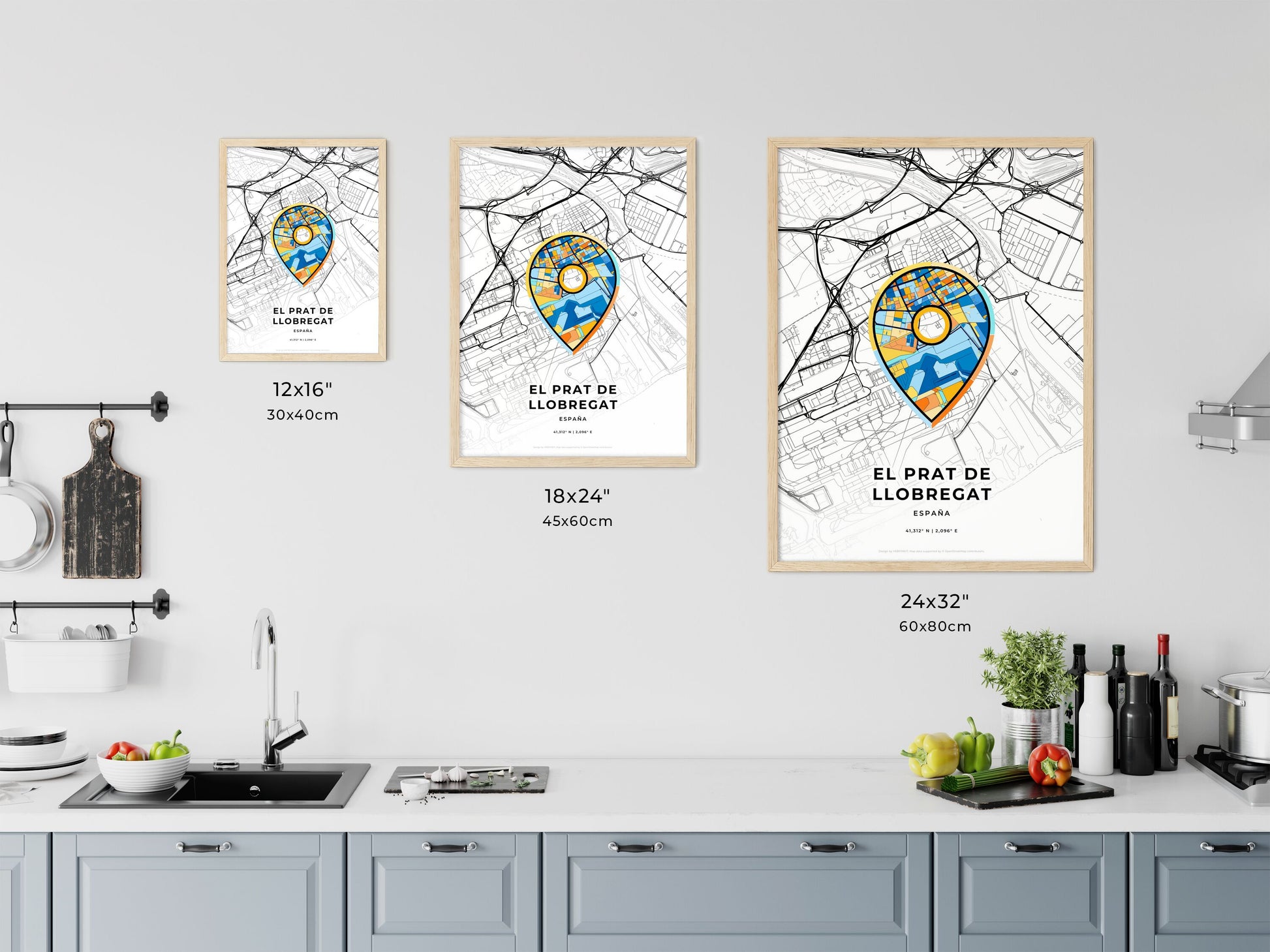 El Prat De Llobregat Spain art map size chart