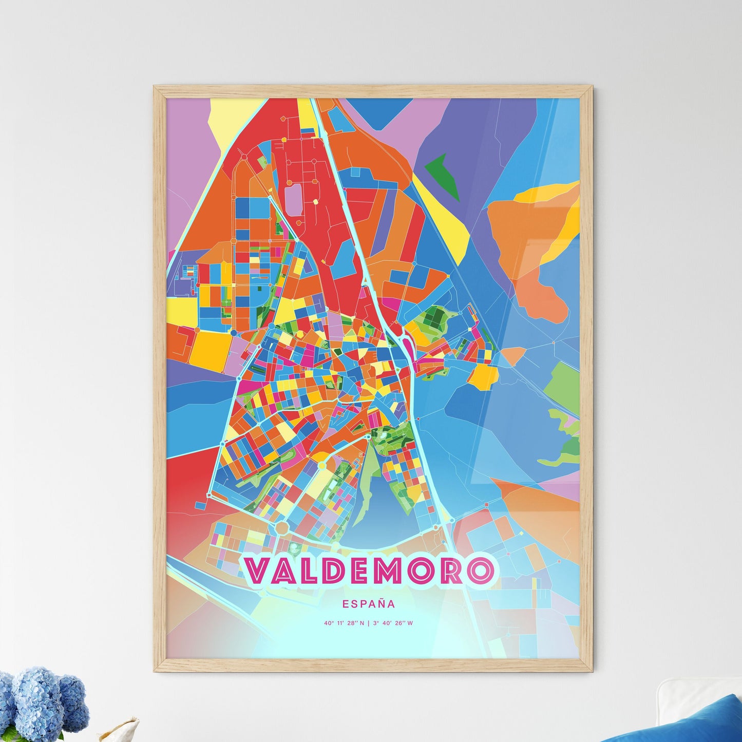 Colorful VALDEMORO SPAIN Fine Art Map Crazy Colors
