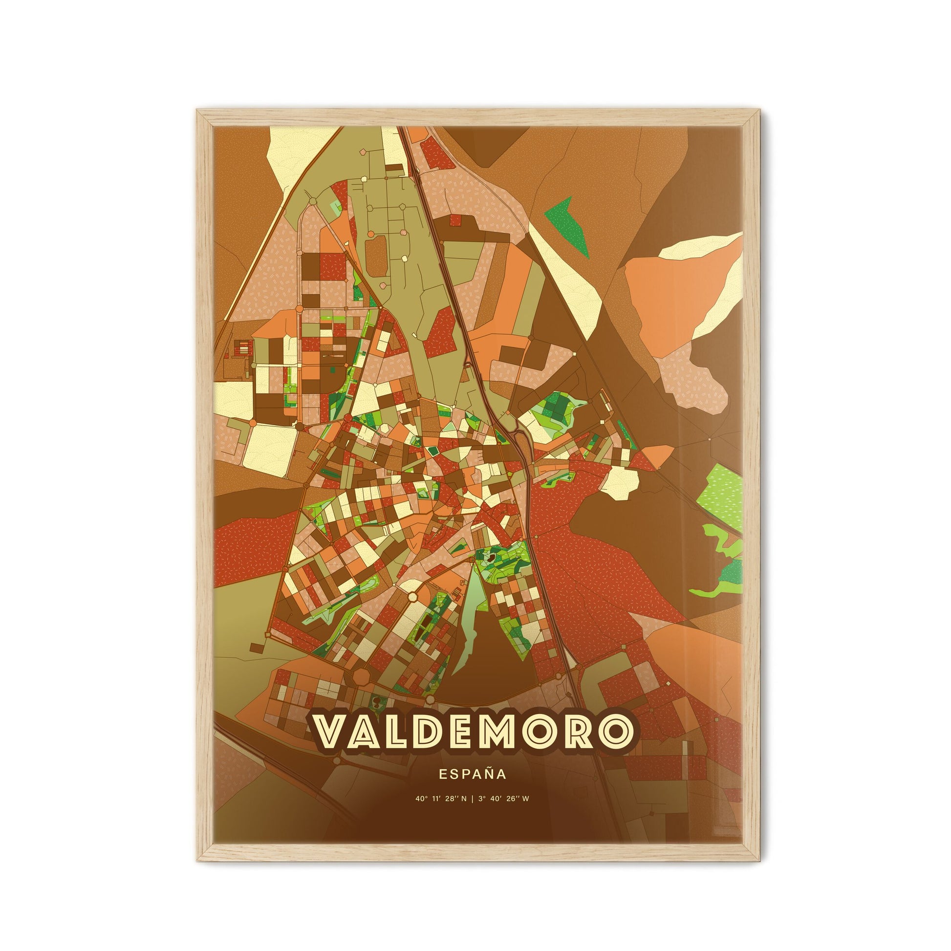 Colorful VALDEMORO SPAIN Fine Art Map Farmhouse