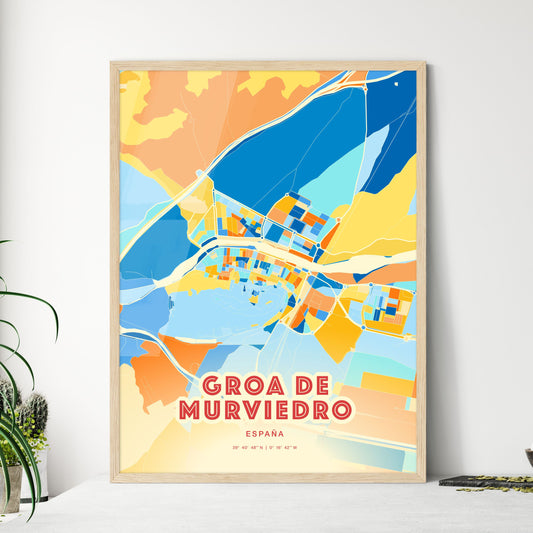 Colorful GROA DE MURVIEDRO SPAIN Fine Art Map Blue Orange