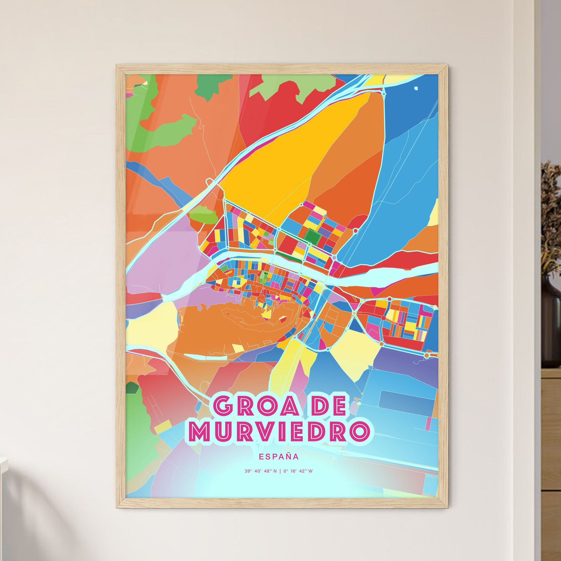 Colorful GROA DE MURVIEDRO SPAIN Fine Art Map Crazy Colors
