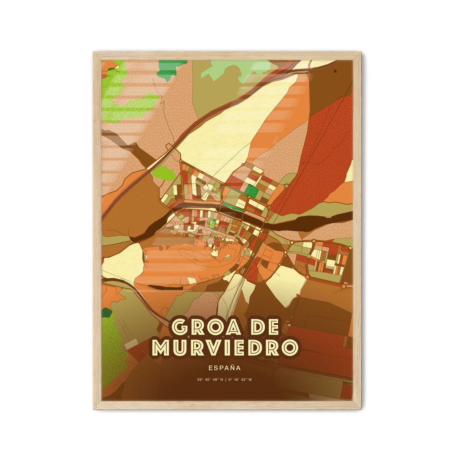 Colorful GROA DE MURVIEDRO SPAIN Fine Art Map Farmhouse