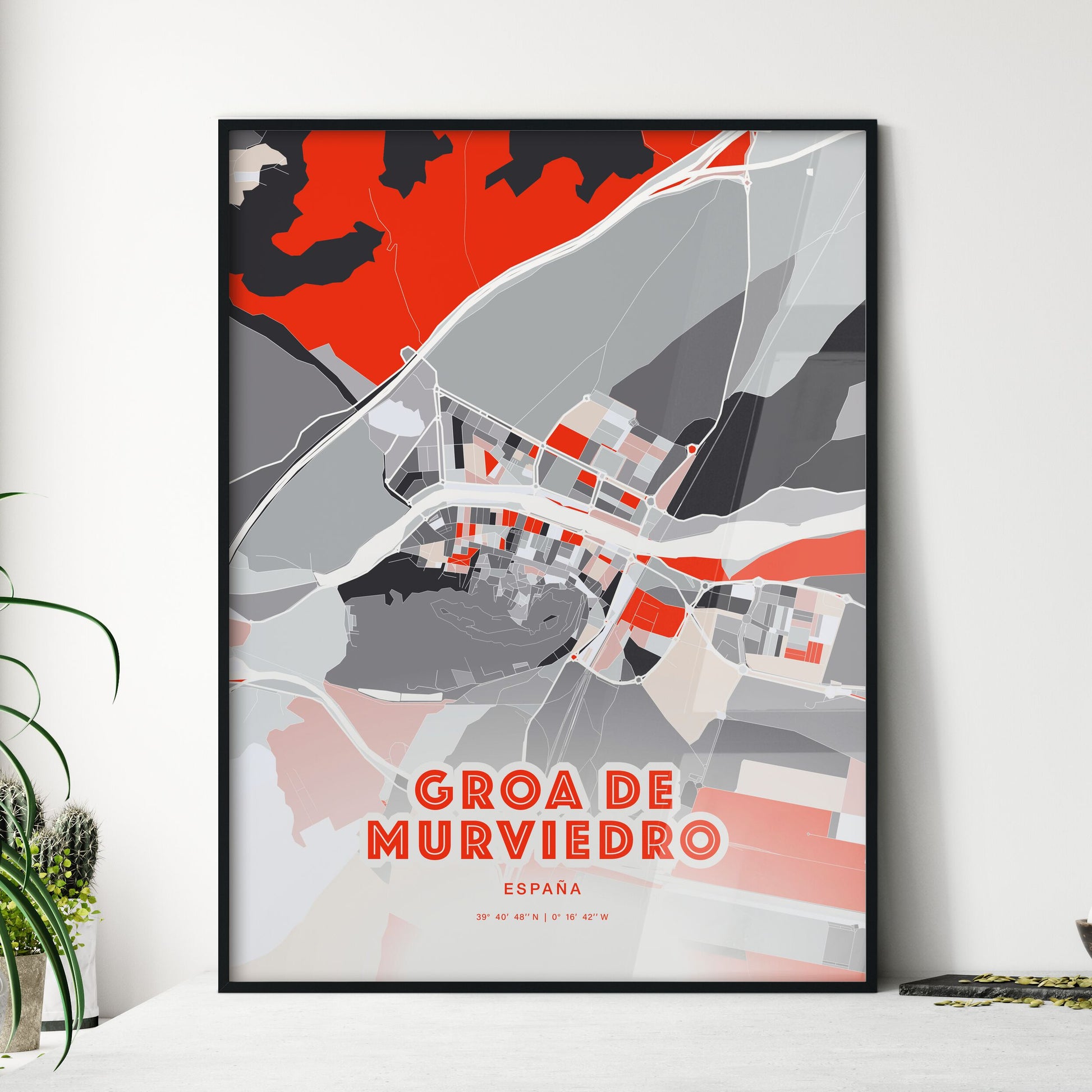 Colorful GROA DE MURVIEDRO SPAIN Fine Art Map Modern