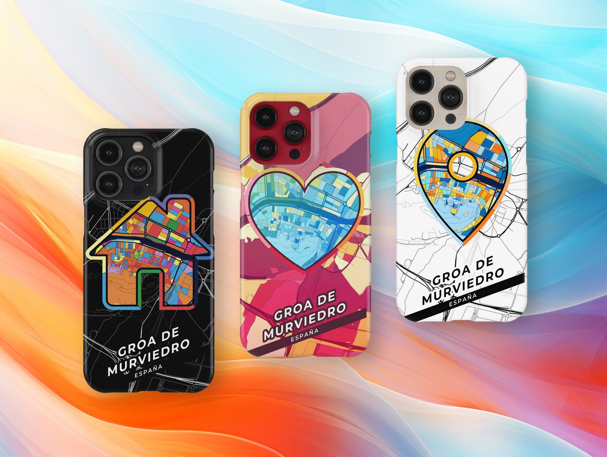 Groa De Murviedro Spain slim phone case with colorful icon. Birthday, wedding or housewarming gift. Couple match cases.