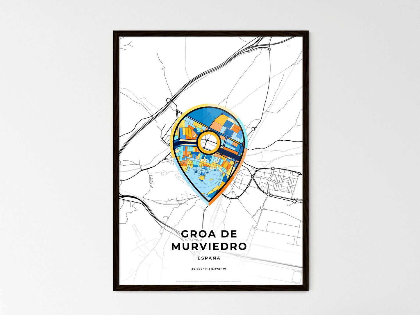 Groa De Murviedro Spain wedding art map with pointer icon