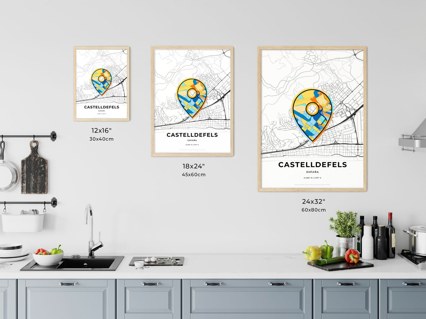 Castelldefels Spain art map size chart
