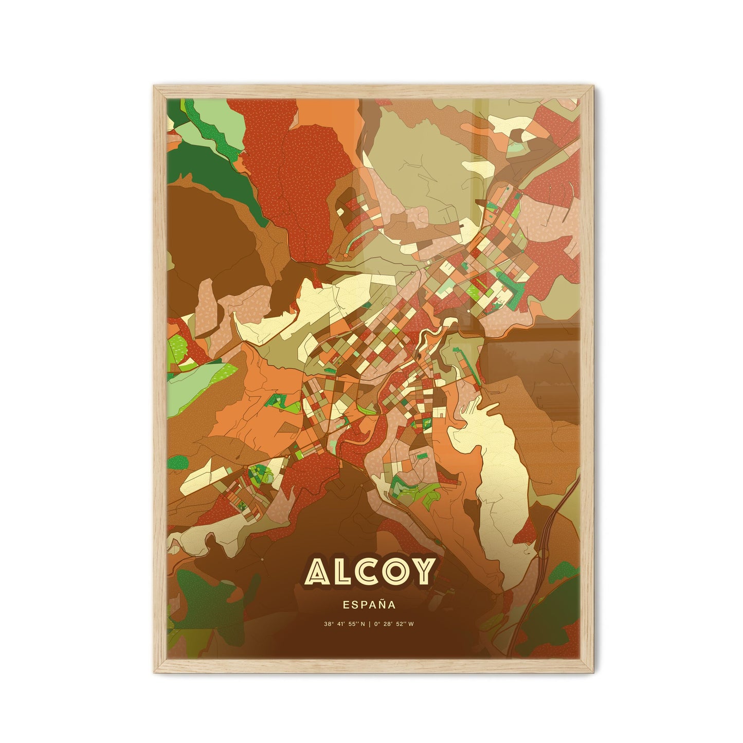 Colorful ALCOY SPAIN Fine Art Map Farmhouse