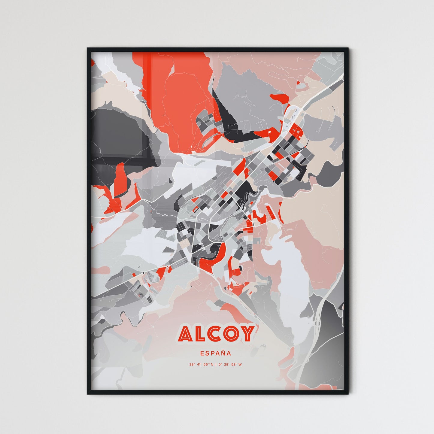 Colorful ALCOY SPAIN Fine Art Map Modern