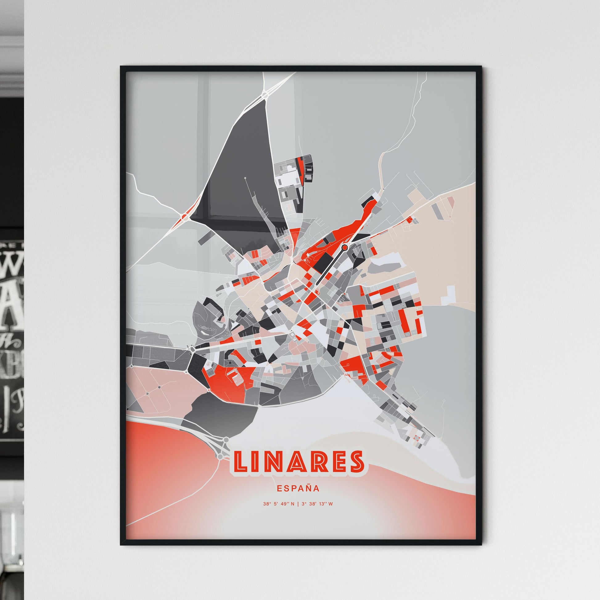 Colorful LINARES SPAIN Fine Art Map Modern