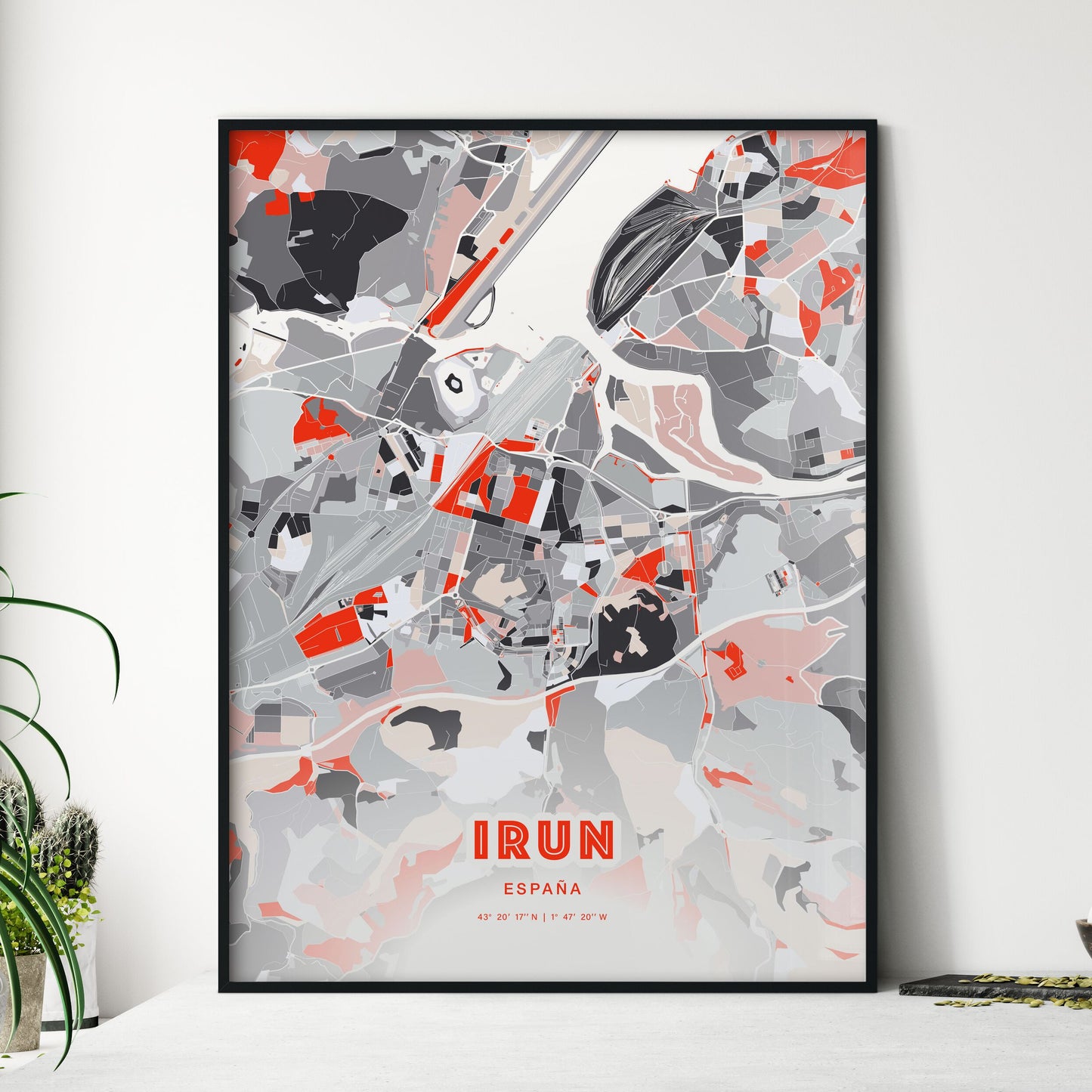 Colorful IRUN SPAIN Fine Art Map Modern