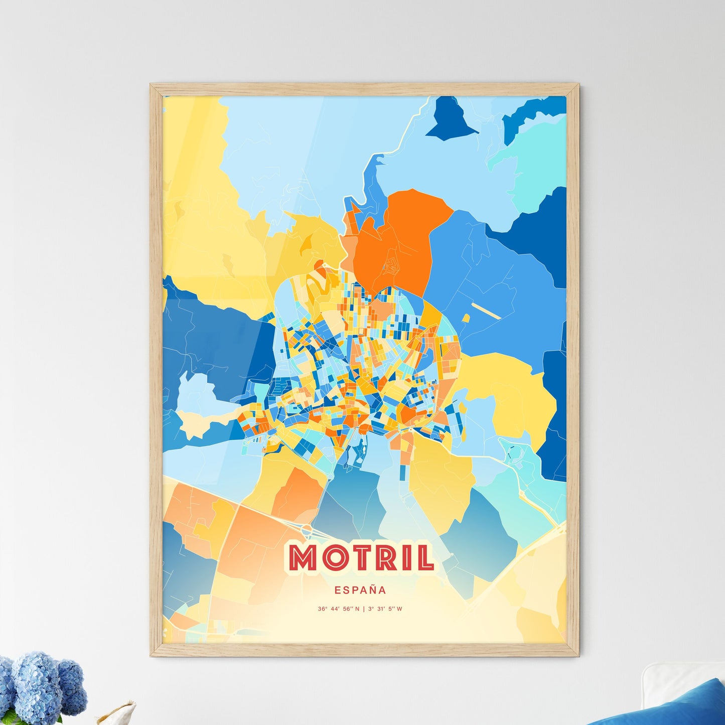 Colorful MOTRIL SPAIN Fine Art Map Blue Orange