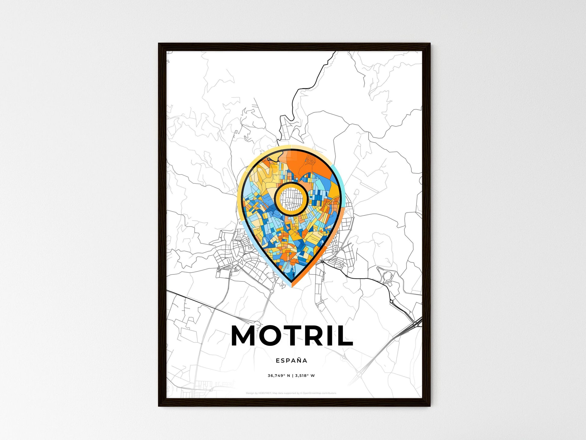 Motril Spain wedding art map with pointer icon