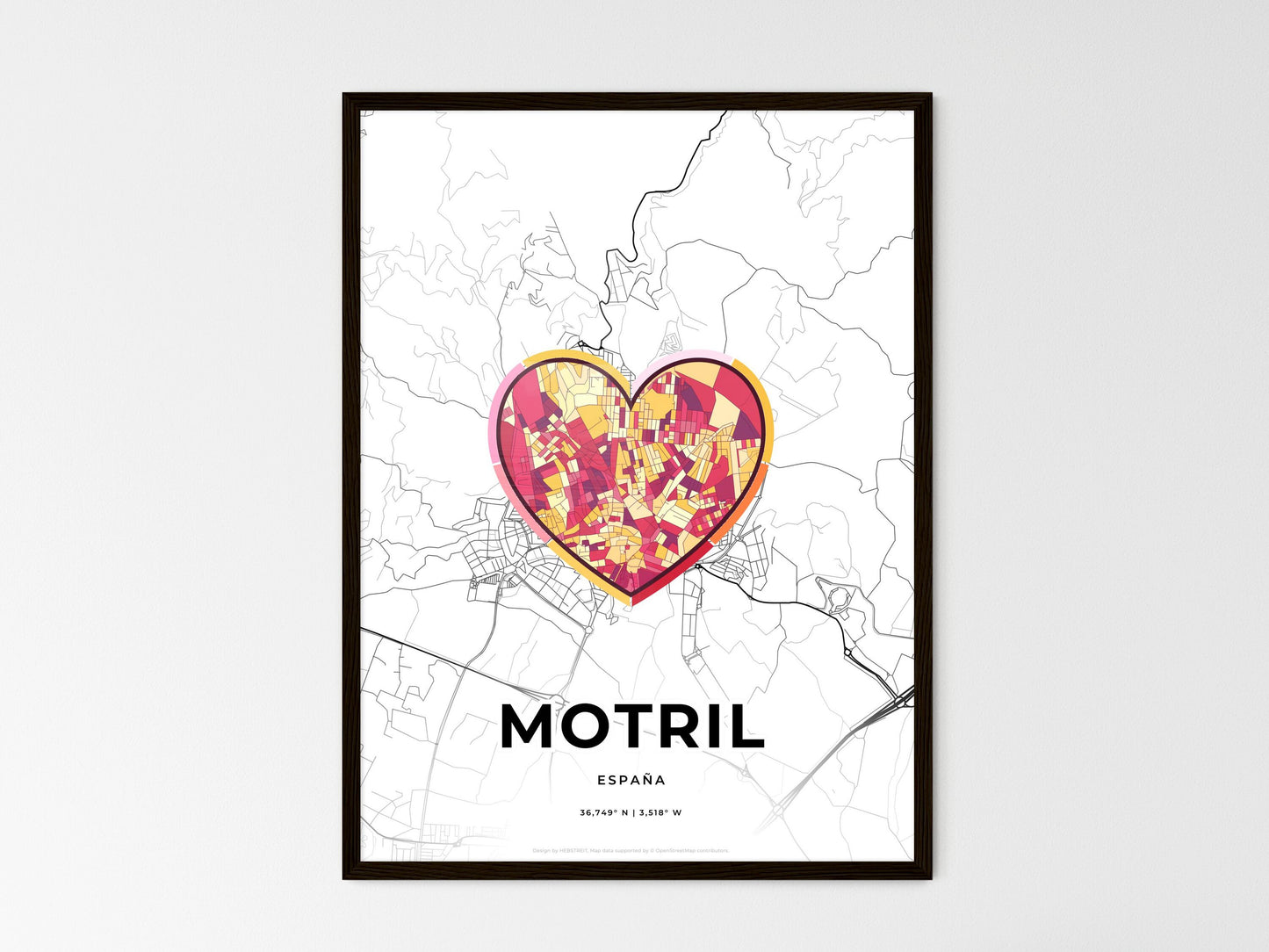 Motril Spain wedding art map with heart icon