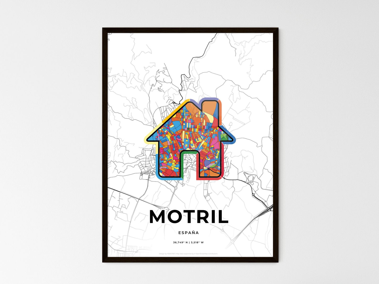 Motril Spain wedding art map with home icon