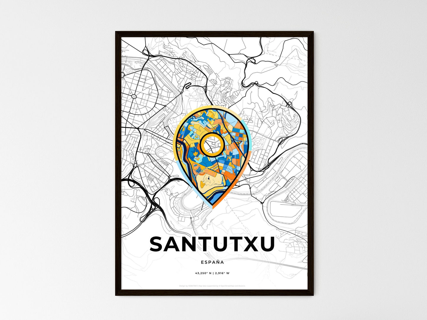 Santutxu Spain wedding art map with pointer icon