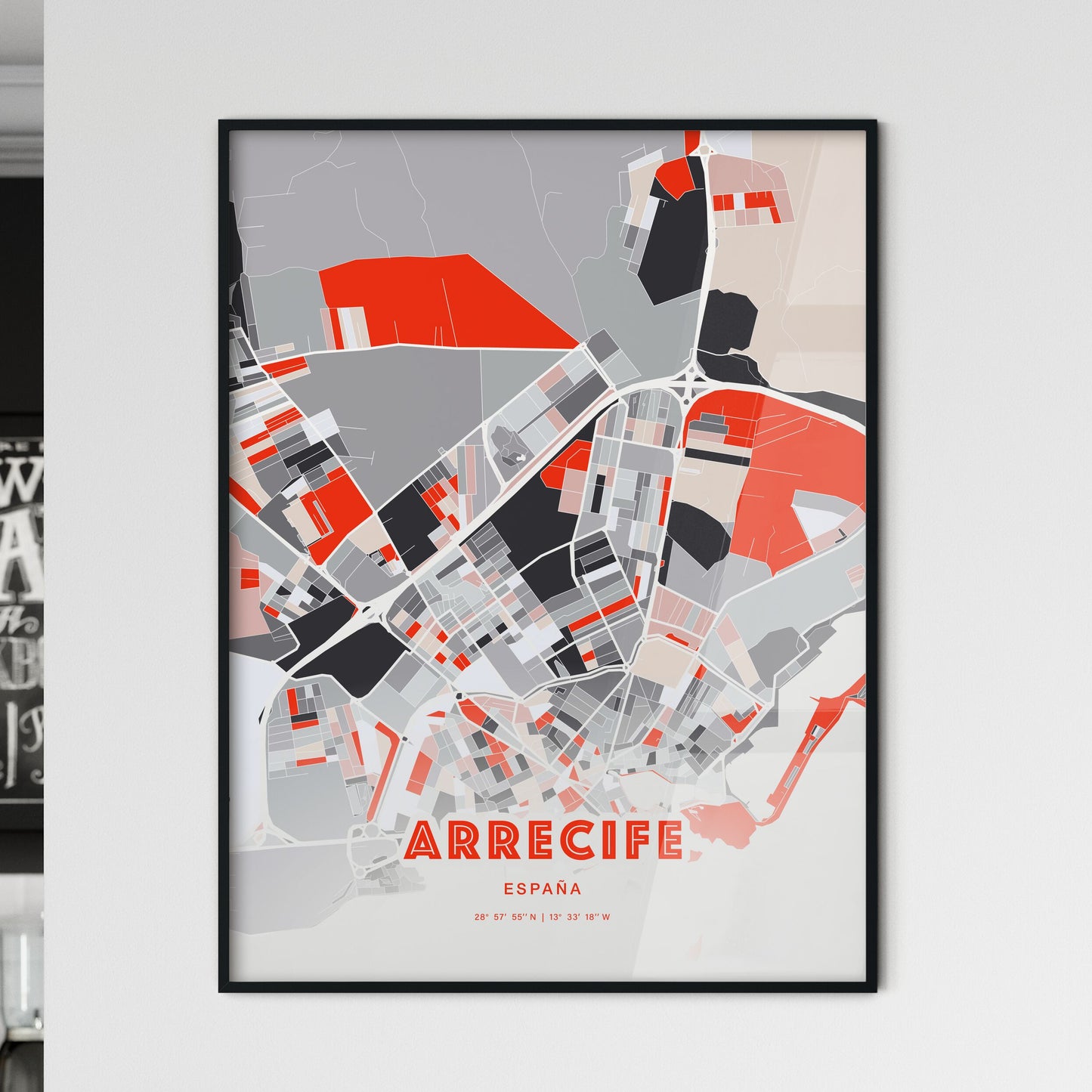 Colorful ARRECIFE SPAIN Fine Art Map Modern