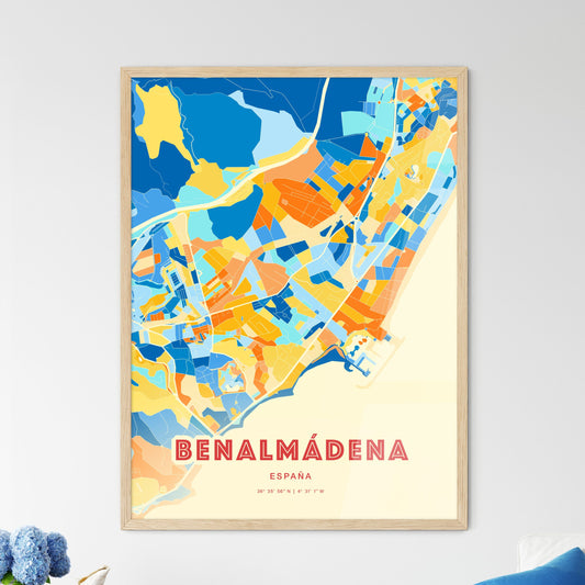 Colorful BENALMÁDENA SPAIN Fine Art Map Blue Orange