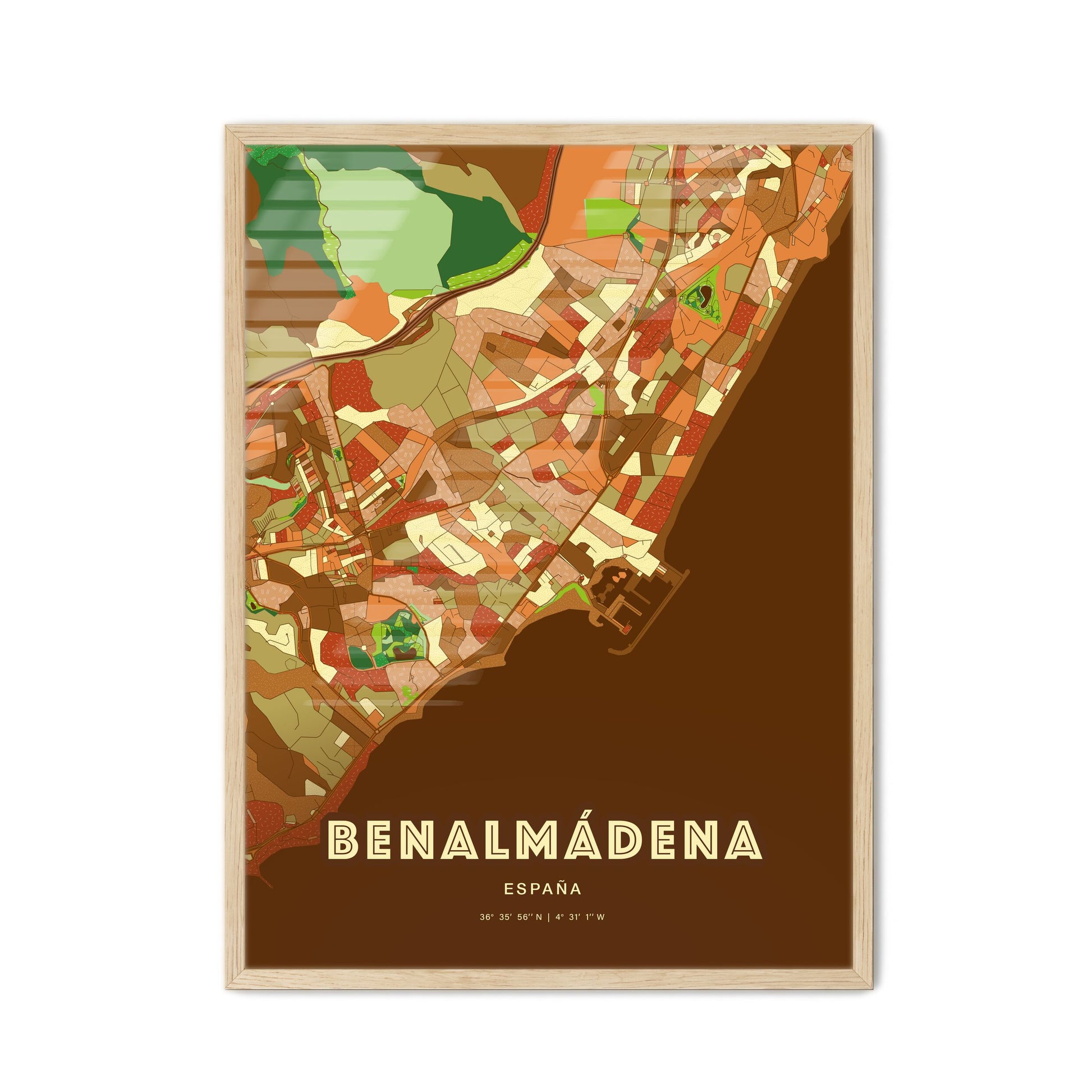 Colorful BENALMÁDENA SPAIN Fine Art Map Farmhouse