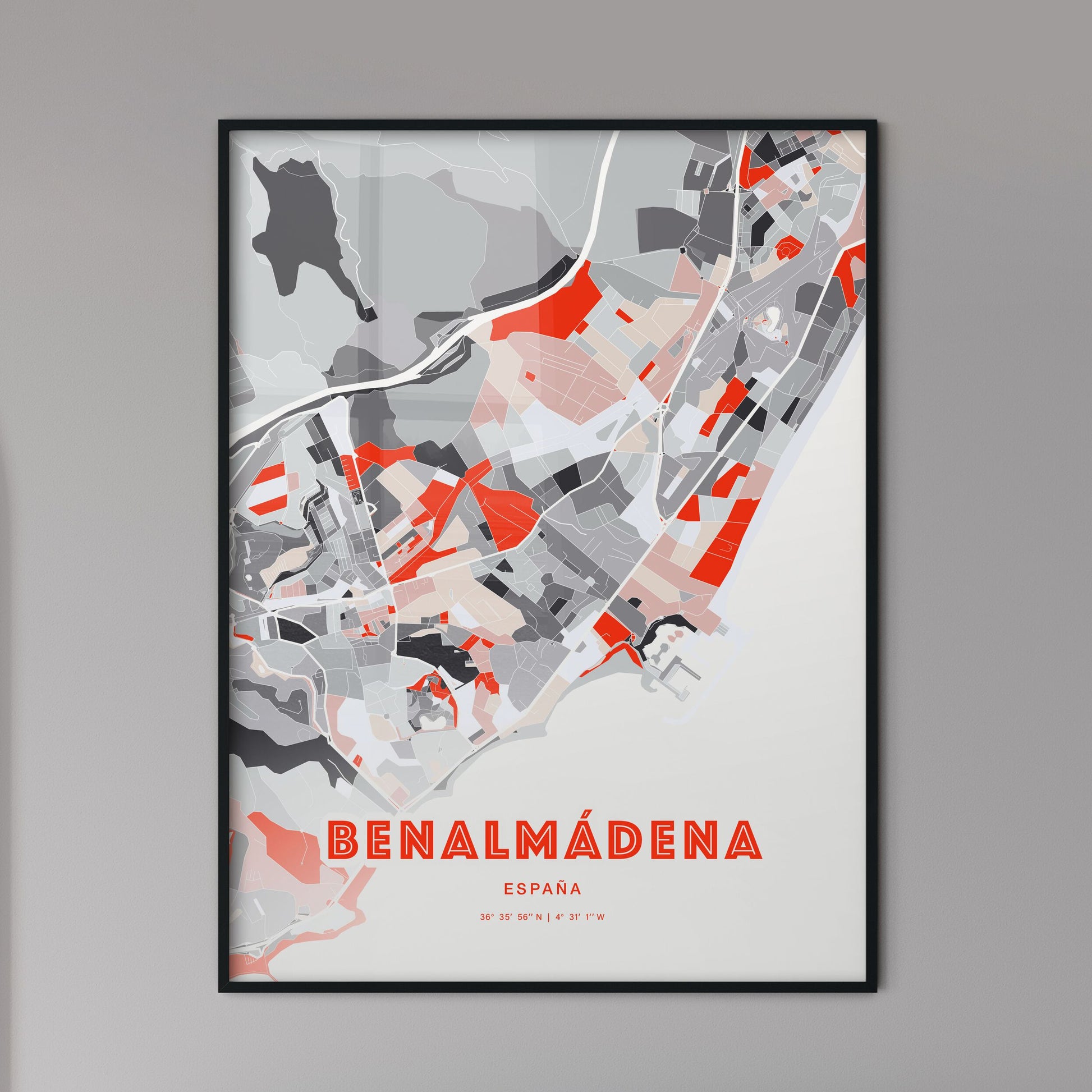 Colorful BENALMÁDENA SPAIN Fine Art Map Modern