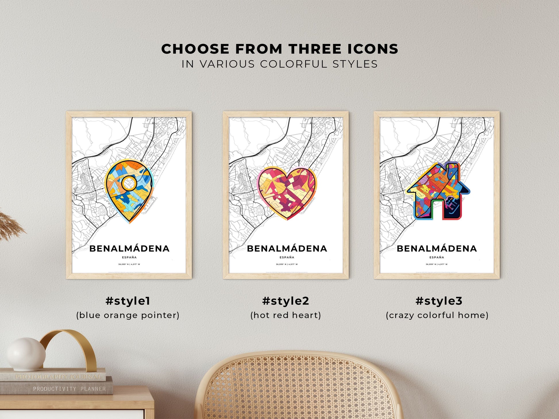Benalmádena Spain maps with colorful icons