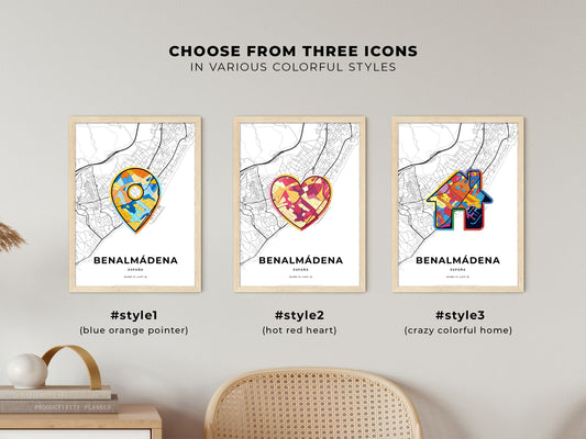 Benalmádena Spain maps with colorful icons