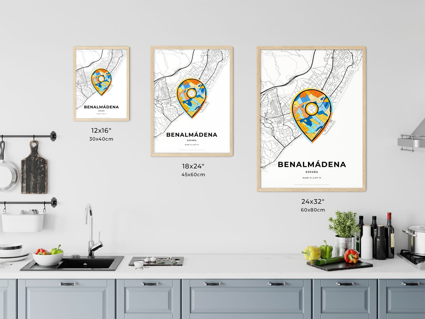 Benalmádena Spain art map size chart